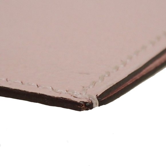 HERMES Diabolo Card Holder Case Chevre Mysore Leather Rose Sakura France - Picture 13 of 14